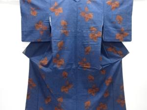 未使用品　草葉模様織り出し手織り紬着物